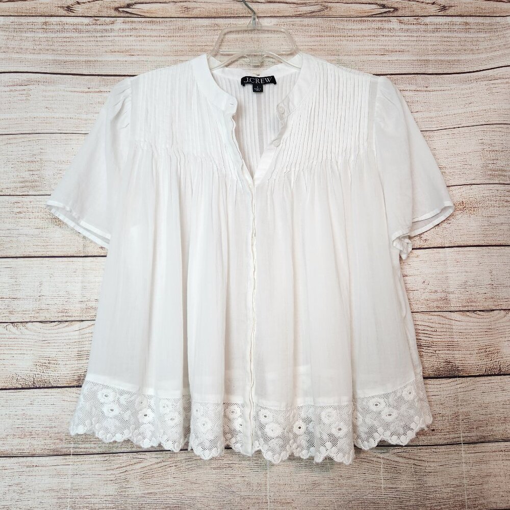 J. Crew White Button Down Shirt with lace trim